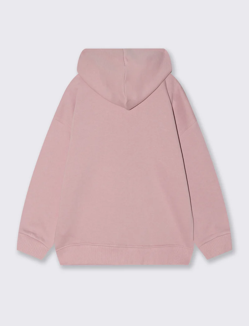 Felpa aperta avanti con zip. - Rosa polvere