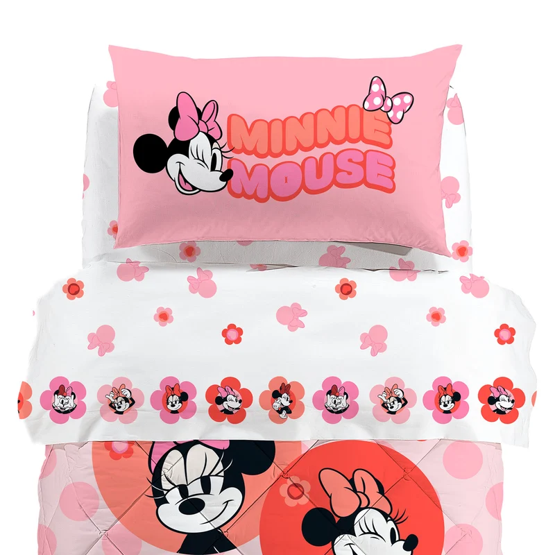 Completo Lenzuola minnie flowers in Cotone