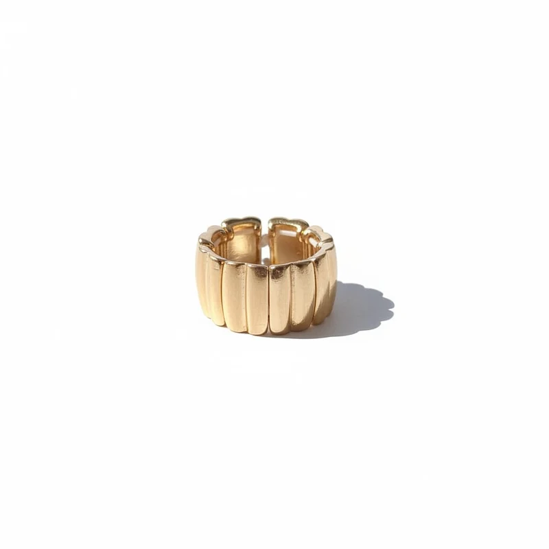 Anello a fascia elastico con finitura lucida e opaca - Oro