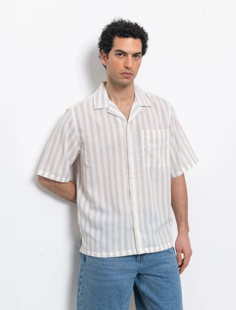 Camicia fantasia a righe da uomo - Grigio ghiaccio