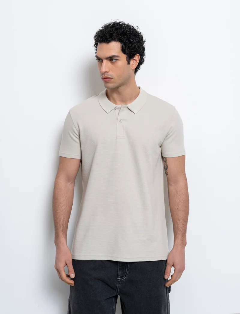 Polo in tessuto struttura ottoman da uomo - Grigio ghiaccio