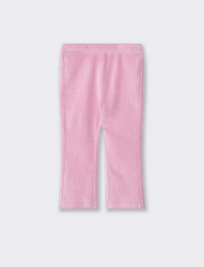 Leggings in velluto a zampa casual - Rosa polvere
