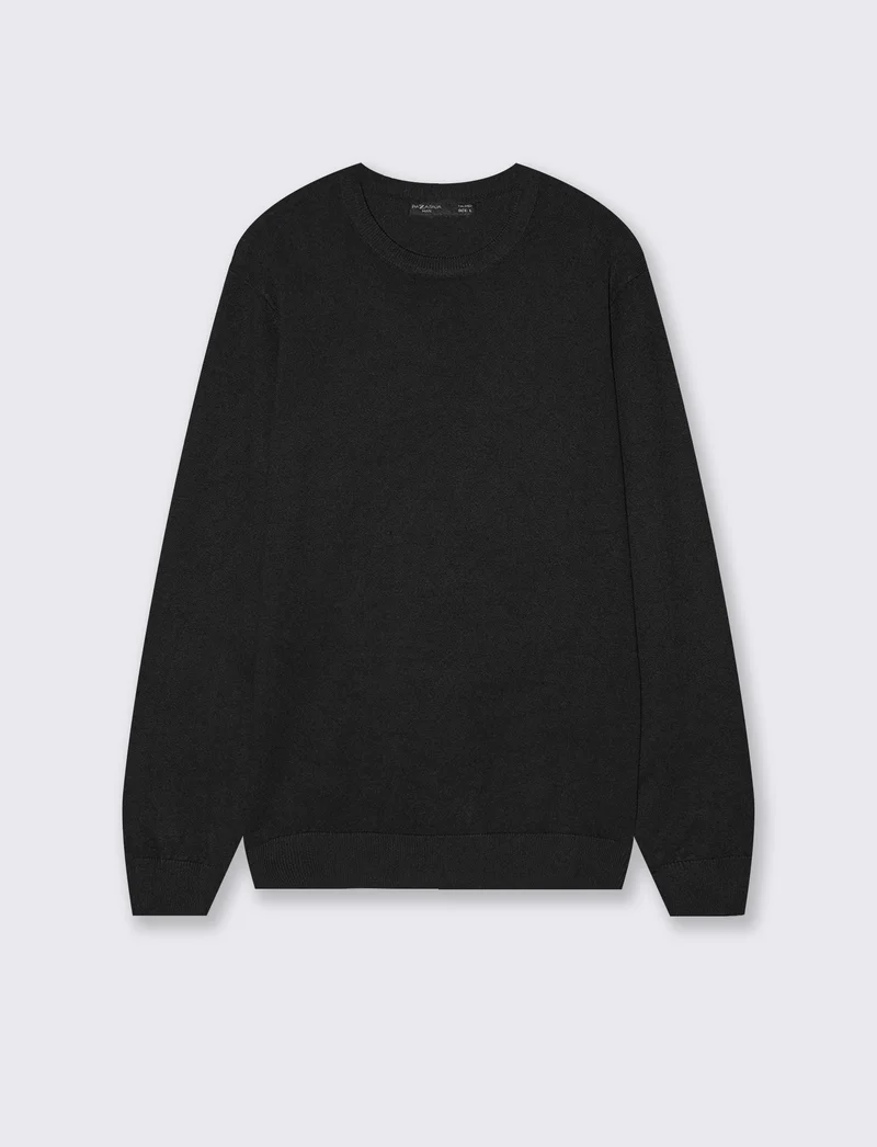 Maglia Girocollo Basic in Filato Comfort - Nero