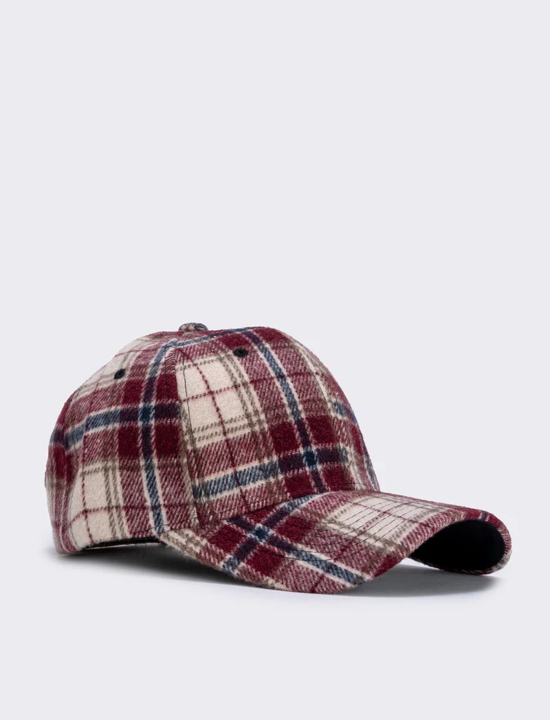 Baseball a quadri in tessuto per uomo - Rosso