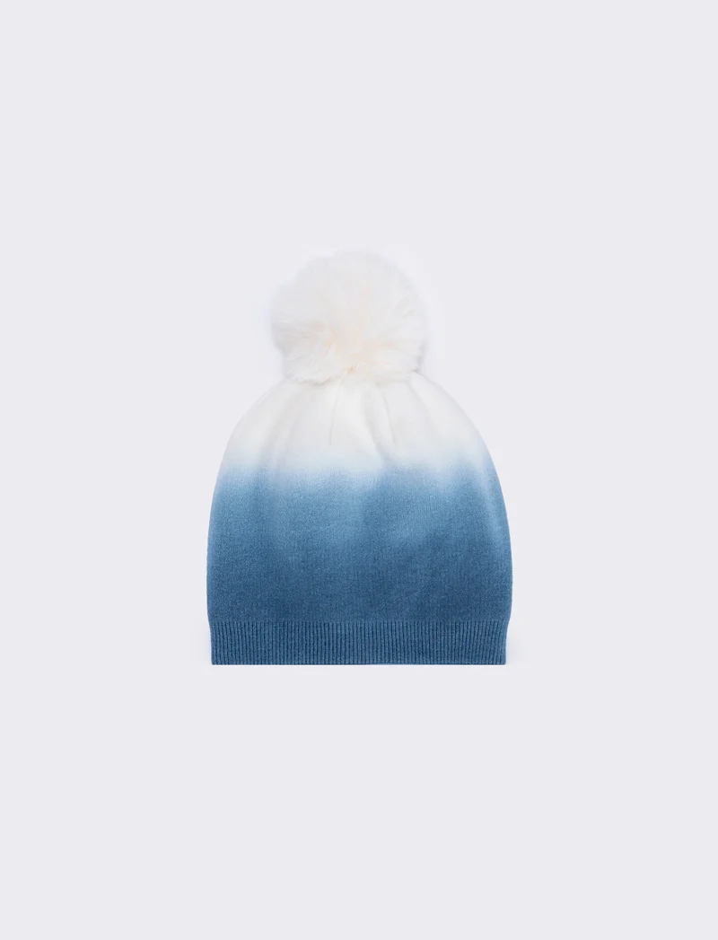 Cappello degradè con pon pon per donne - Denim