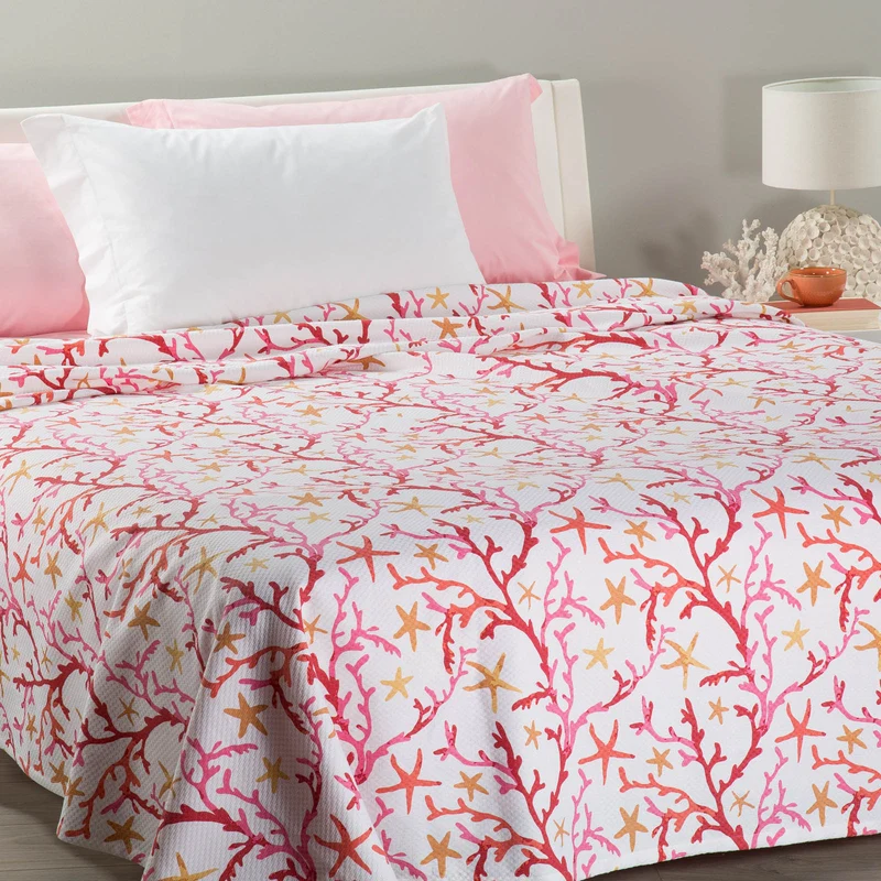 Copriletto Estivo coral Moderno in Cotone Panama