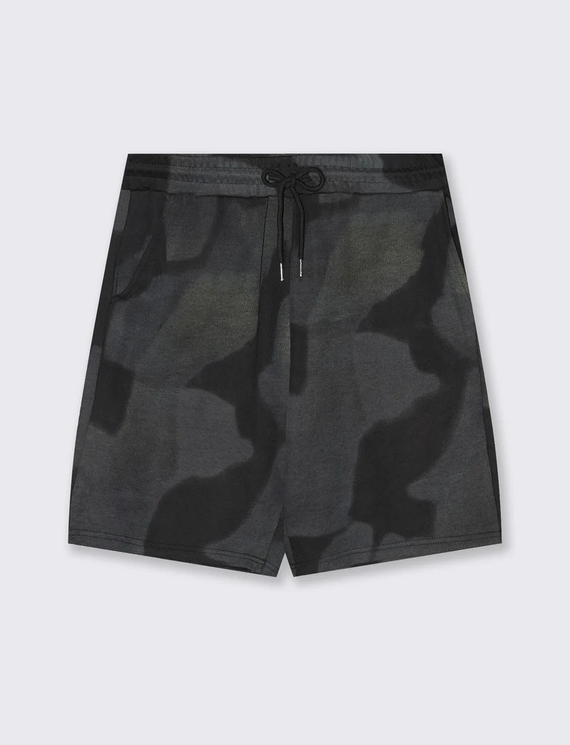 Bermuda in tessuto stampato con vita jogger - var 2