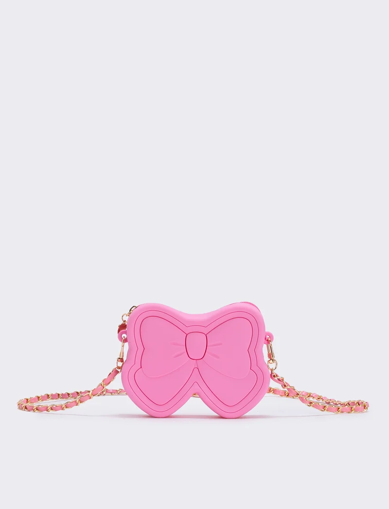 Borsa gommata con fiocco elegante - Rosa
