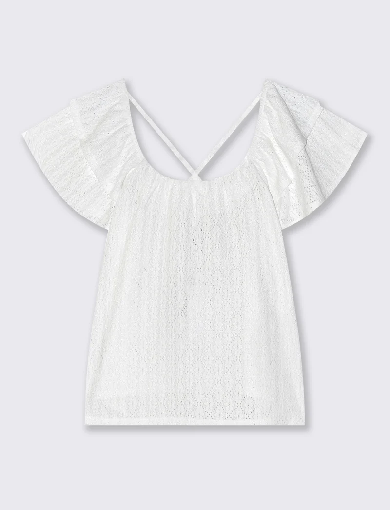 T-Shirt Raglan con Laccetti Retro - Bianco