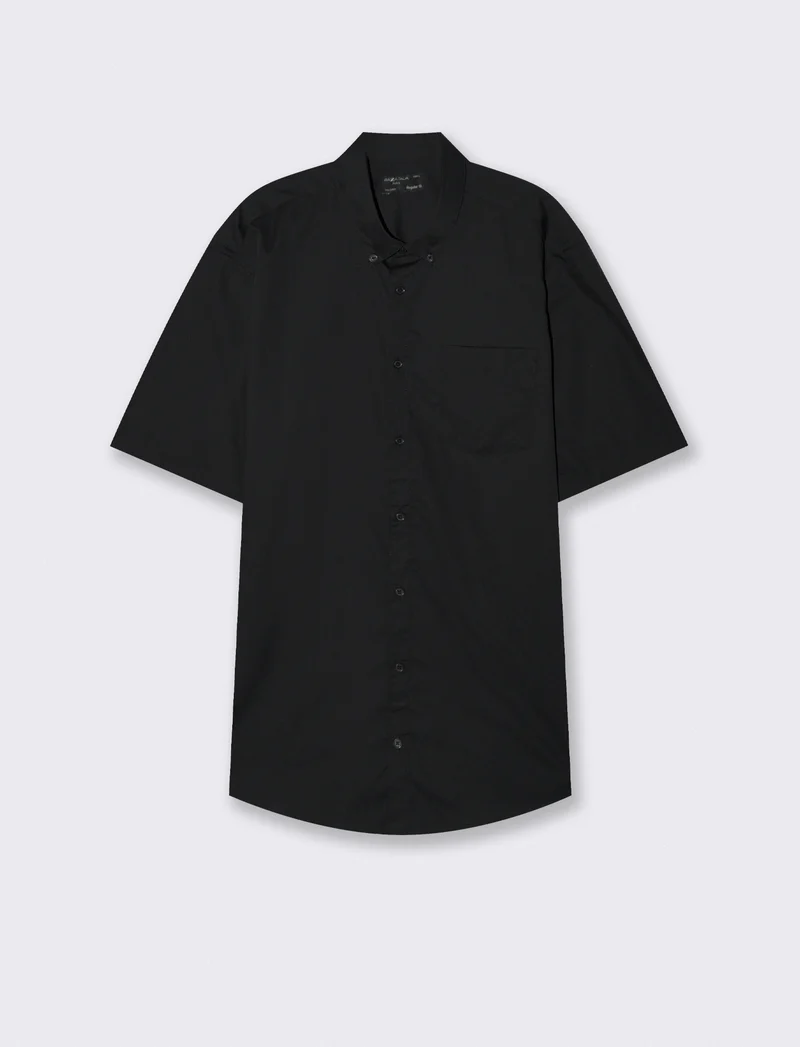 Camicia Regular Fit Easy Iron Botton Down - Nero