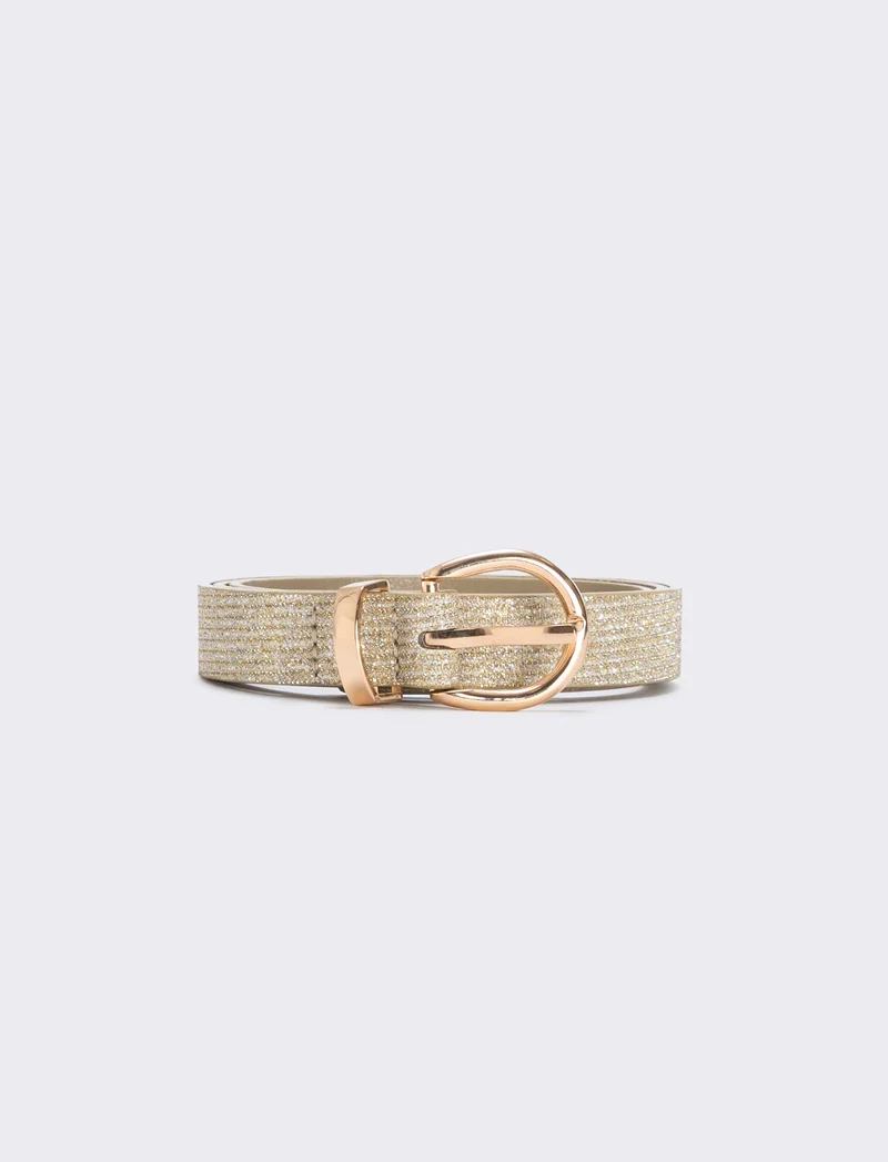 Cintura lurex con passante in metallo - Oro