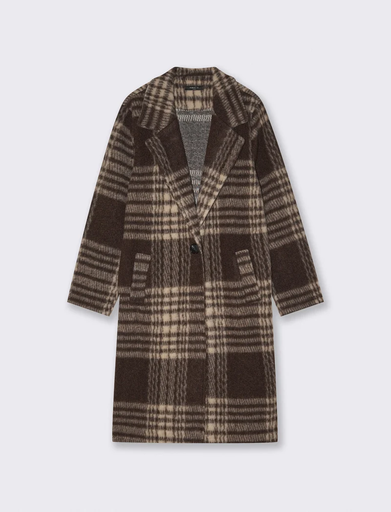 Cappotto over in tessuto a quadro - Moro