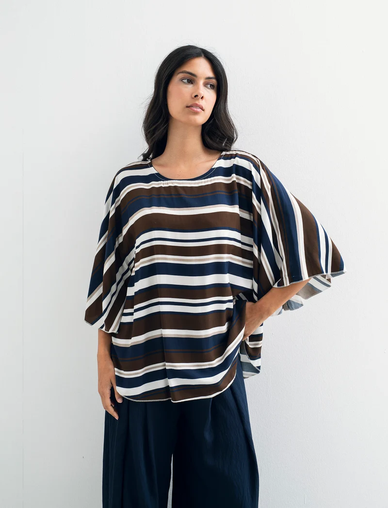 Tshirt in viscosa stampato - Blu