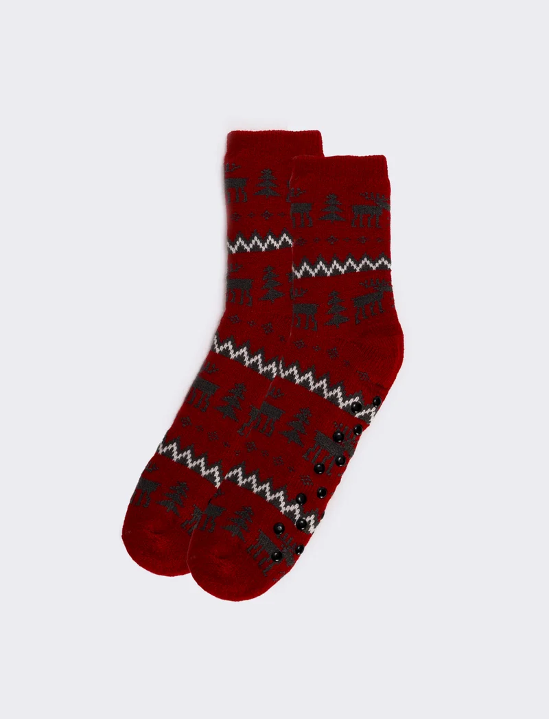Calzini antiscivolo uomo natale - Rosso