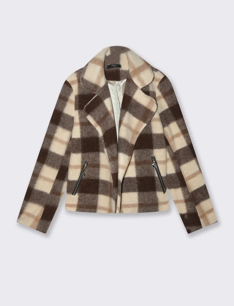 Giacca in maglia a fantasia quadri - Moro