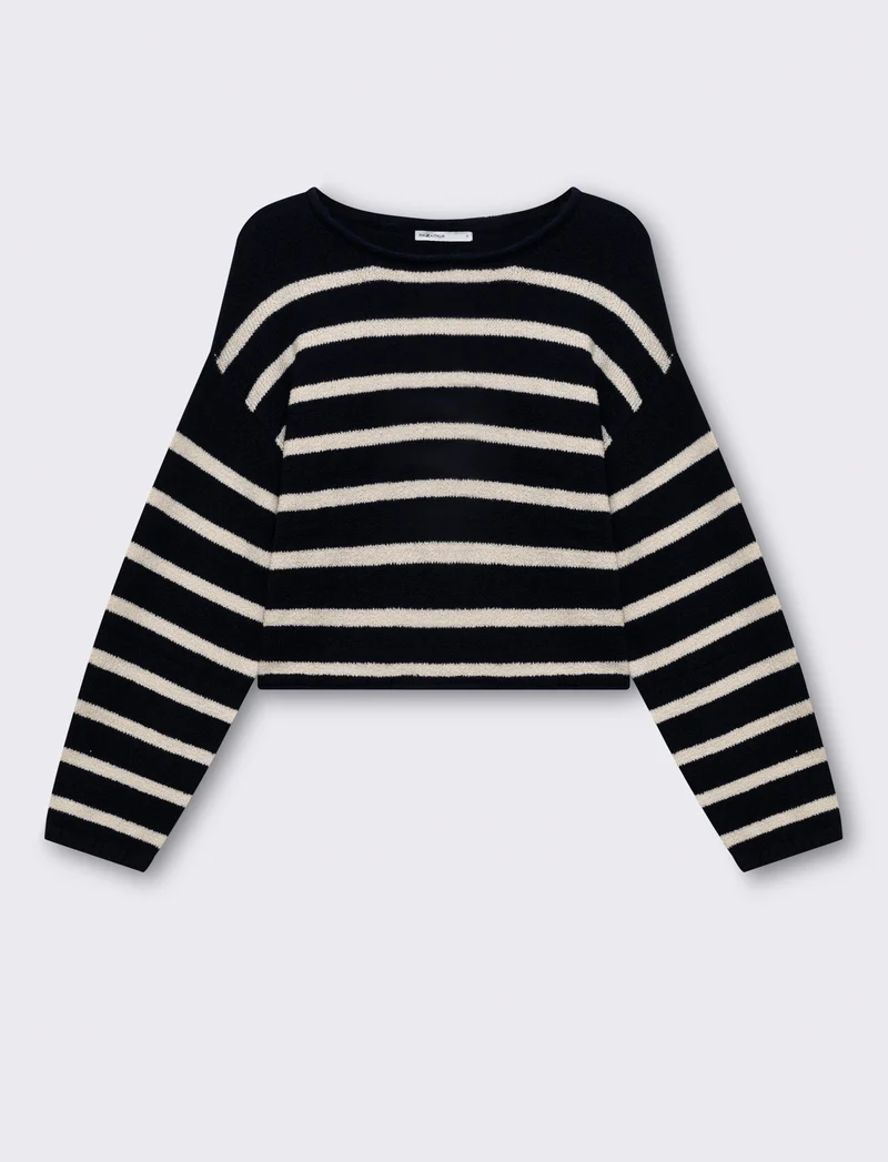 Maglia giro collo a strisce da donna - var 2