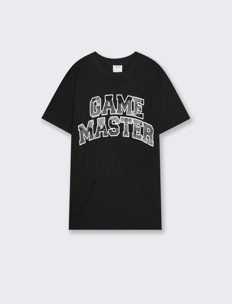 T-shirt girocollo con stampe mimetiche - Nero