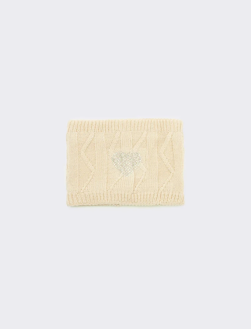 Sciarpa collo con borchiette - Bianco sporco