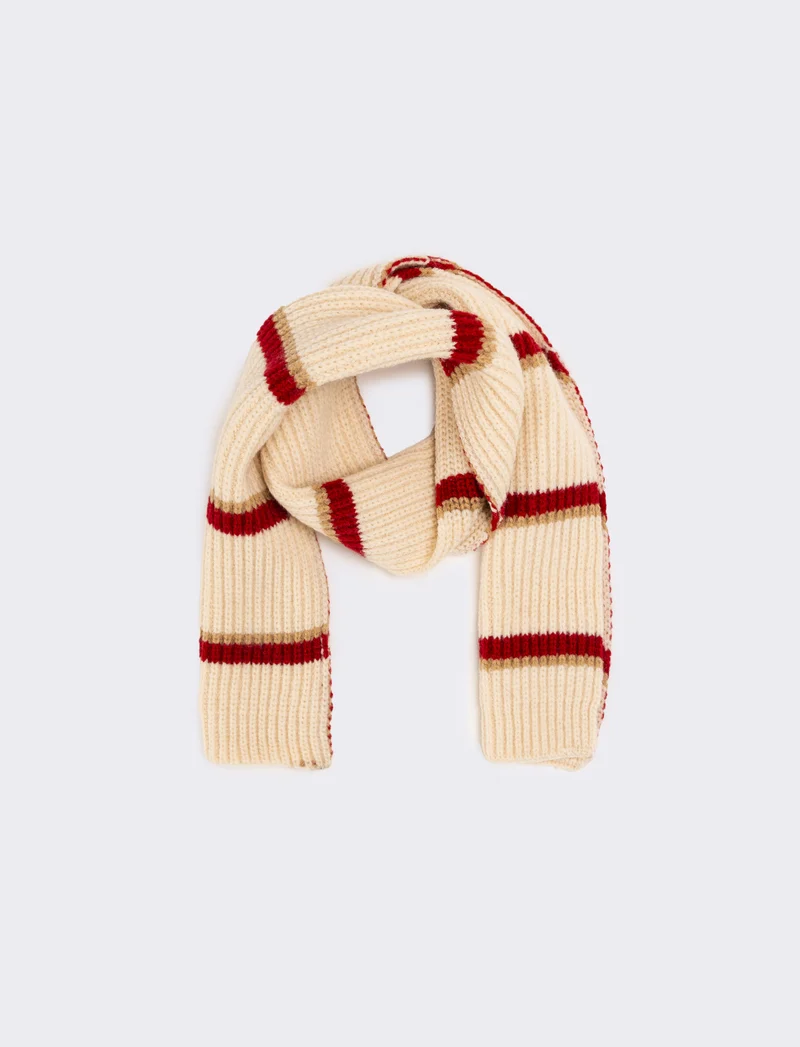 Sciarpa a righe in maglia bambino - Bianco sporco