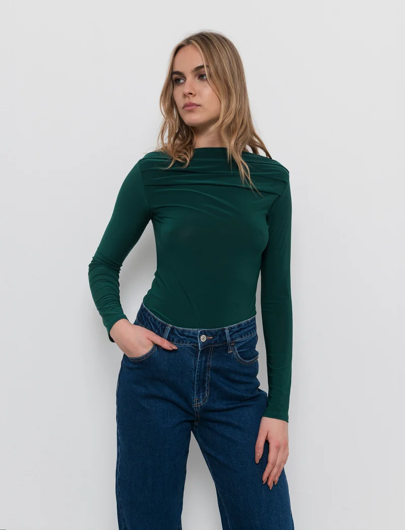 Body con scollo a barca - Verde