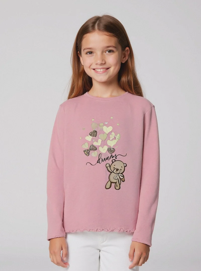 T-shirt orlo ondulato - Rosa