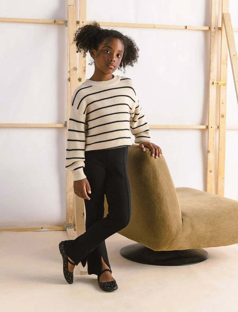 Leggings in costina - Nero