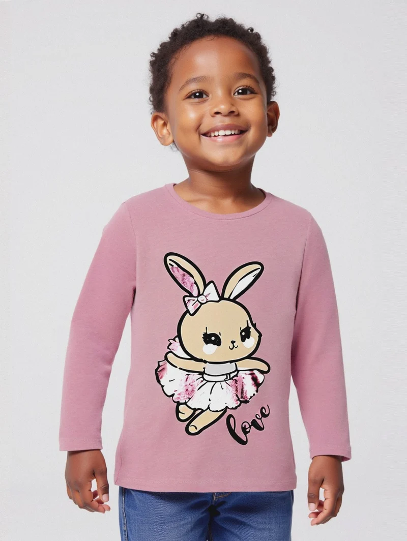 T shirt con stampa brillante - Rosa