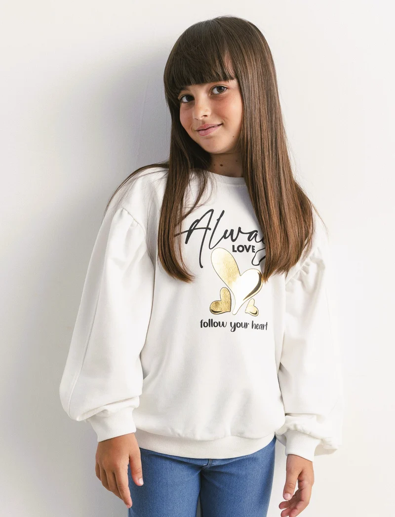 Completo con felpa e leggings. - Bianco latte