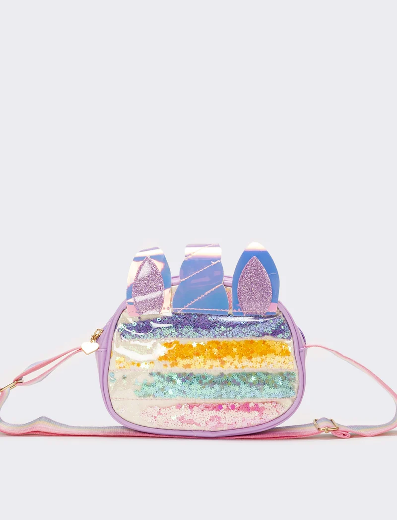 Borsa tracolla unicorno multicolor e cuori bambina - Multicolore