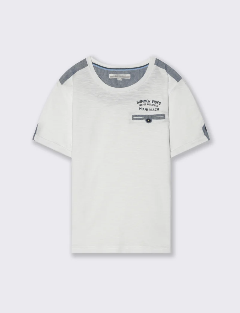 T-shirt jersey fiammato da bambino - Bianco