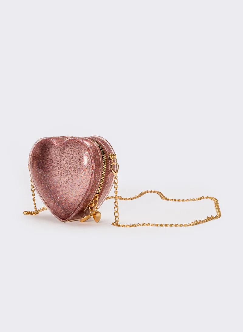 Borsa bambina cuore con glitter - Rosa