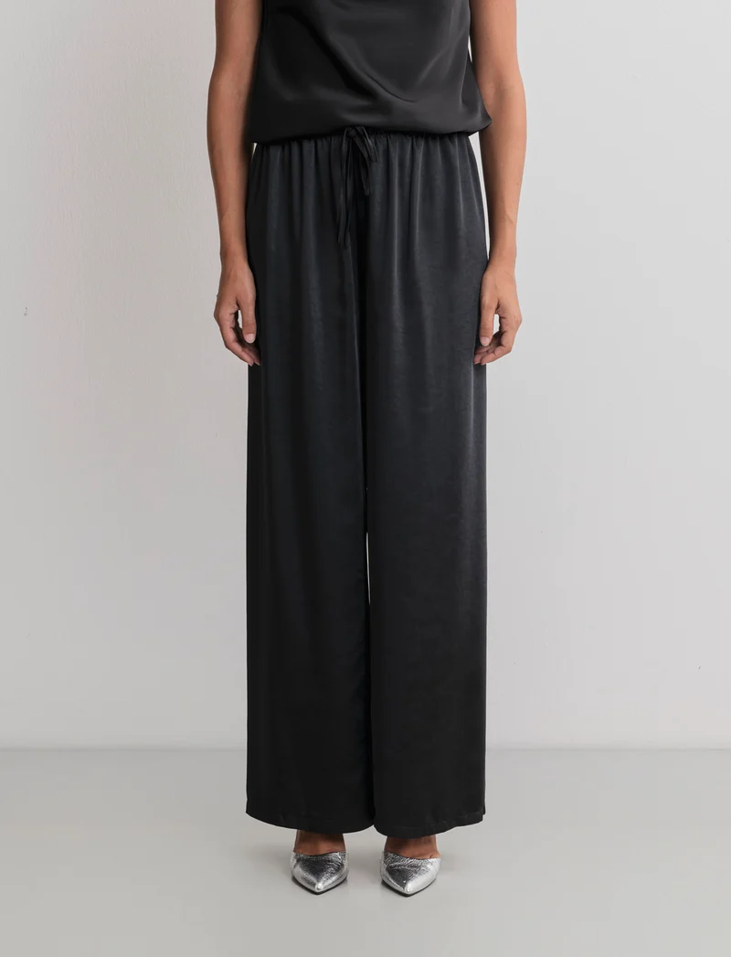PANTALONE IN SATIN - Nero