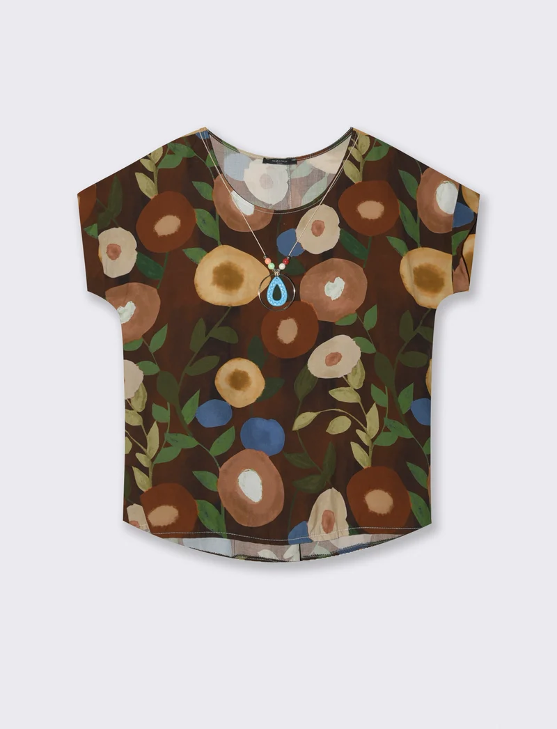 Casacca stampata con collana per donna - Moro