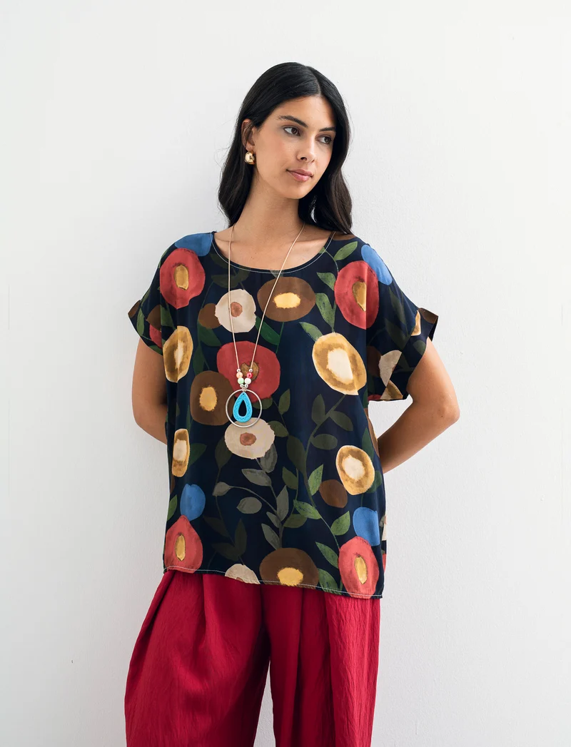 Casacca stampata con collana per donna - Blu