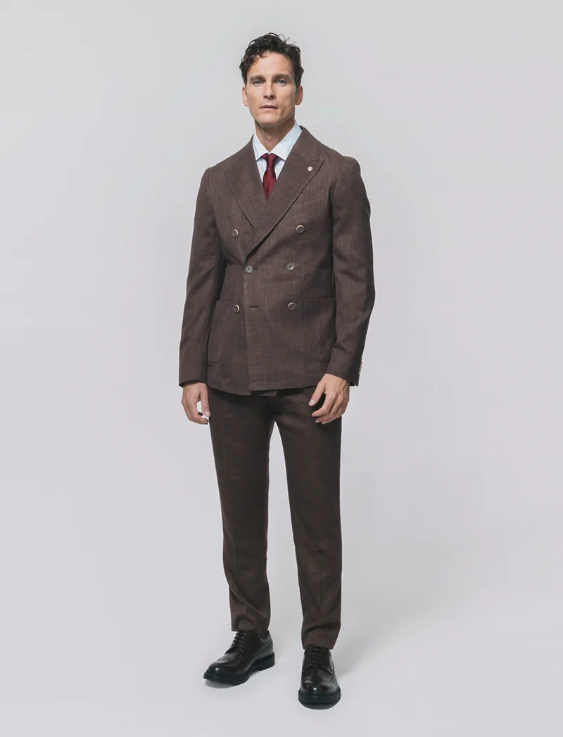 Blazer Doppio Petto Formal Fit Elegante - Moro