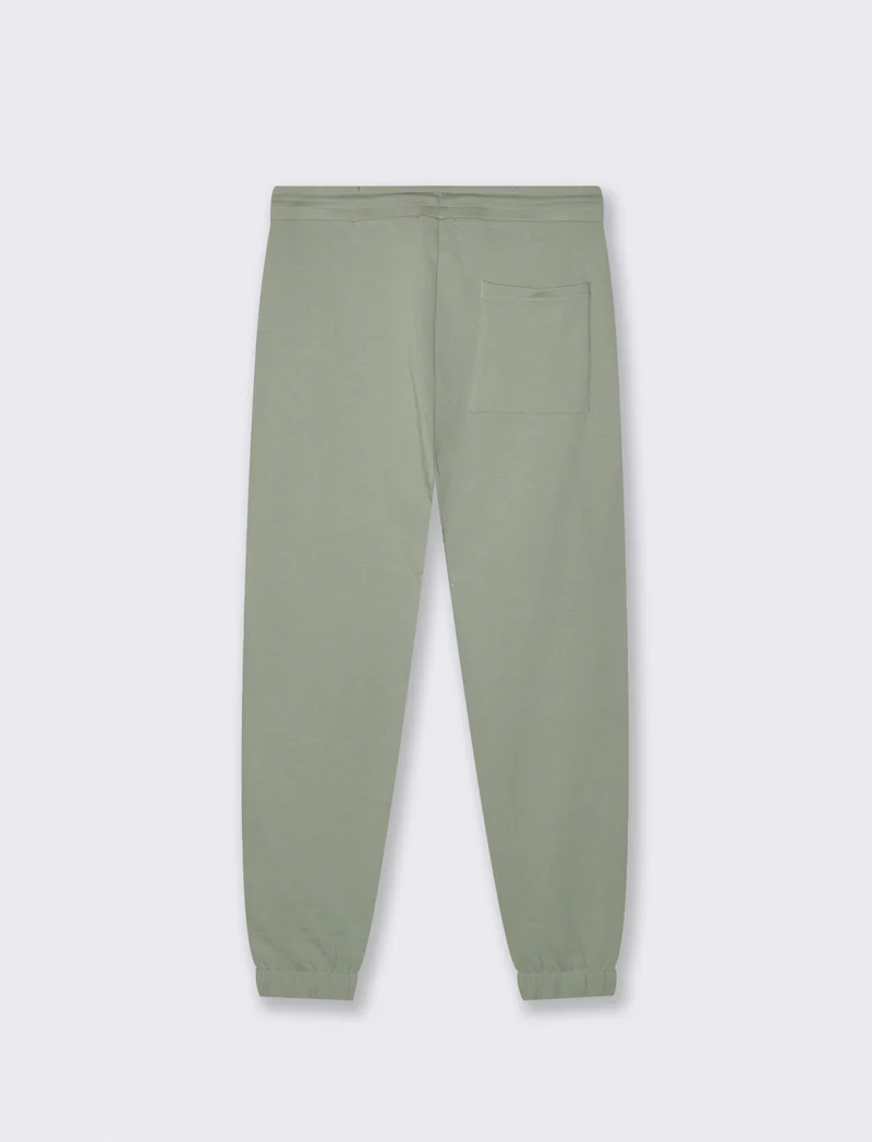 Pantaloni Jogger Basic in Felpa con Tasche - Verde salvia