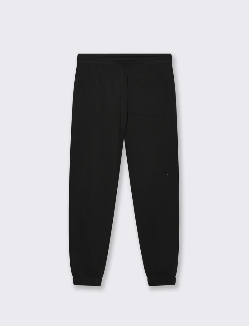 Pantaloni Jogger Basic in Felpa con Tasche - Nero