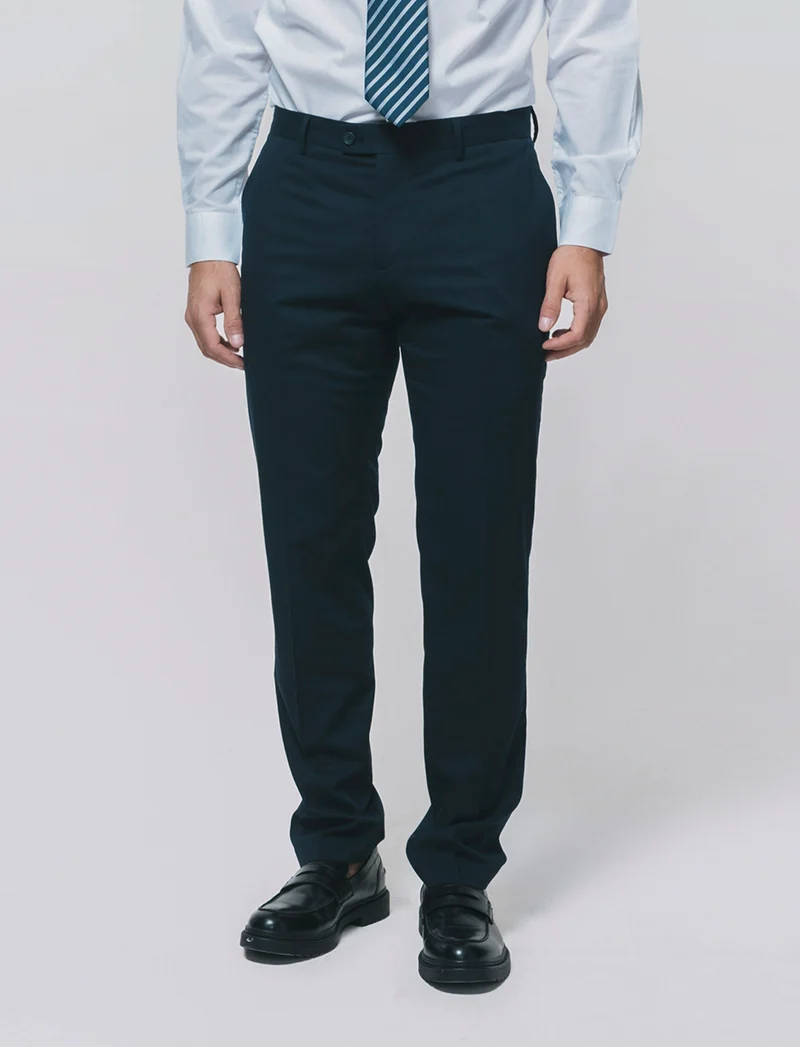Pantaloni Formal Fit con Tasche Dettagliate - Blu