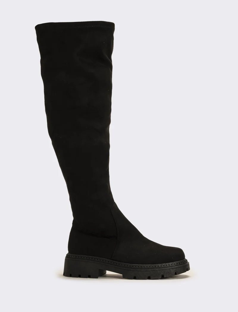 Stivale sopra il ginocchio scamosciato da donna - Nero