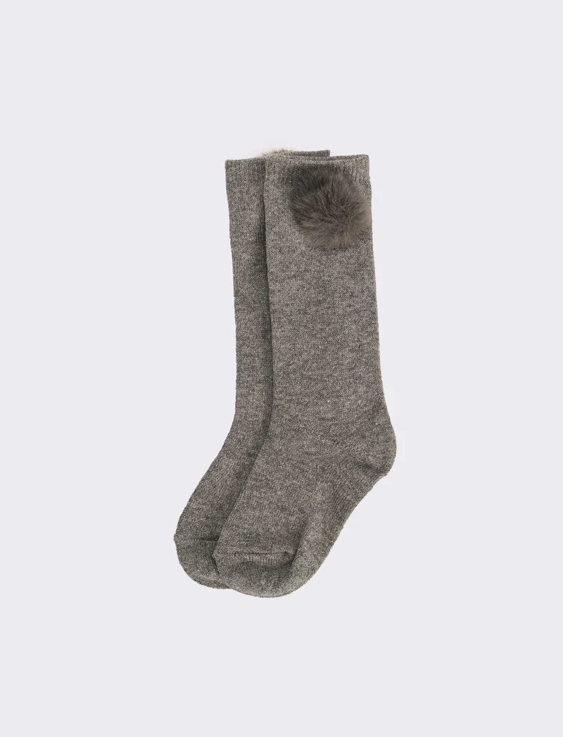 Calzino bambina con pon pon 1 paio - Grigio