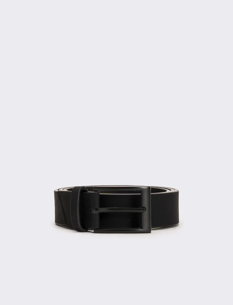 Cintura uomo casual fibbia nera opaca - Nero