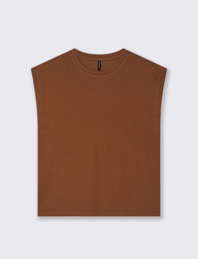 T-SHIRT A COSTE - Marrone tabacco