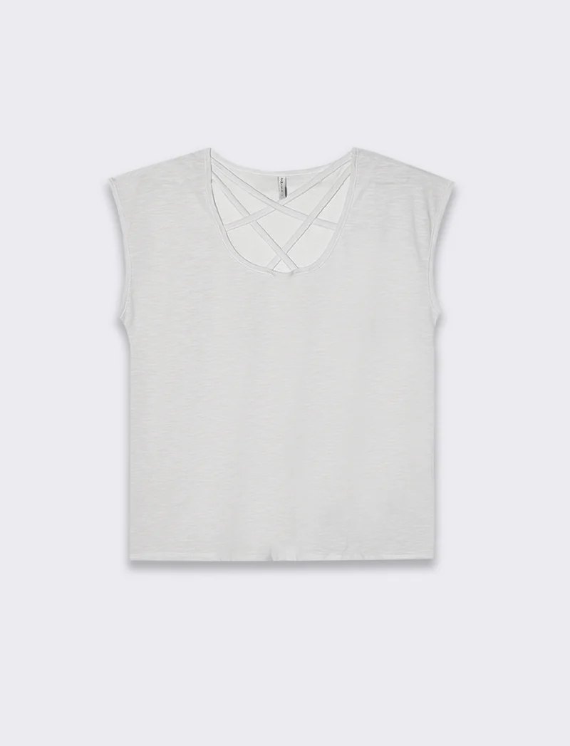 T-shirt con incrocio da donna - Bianco