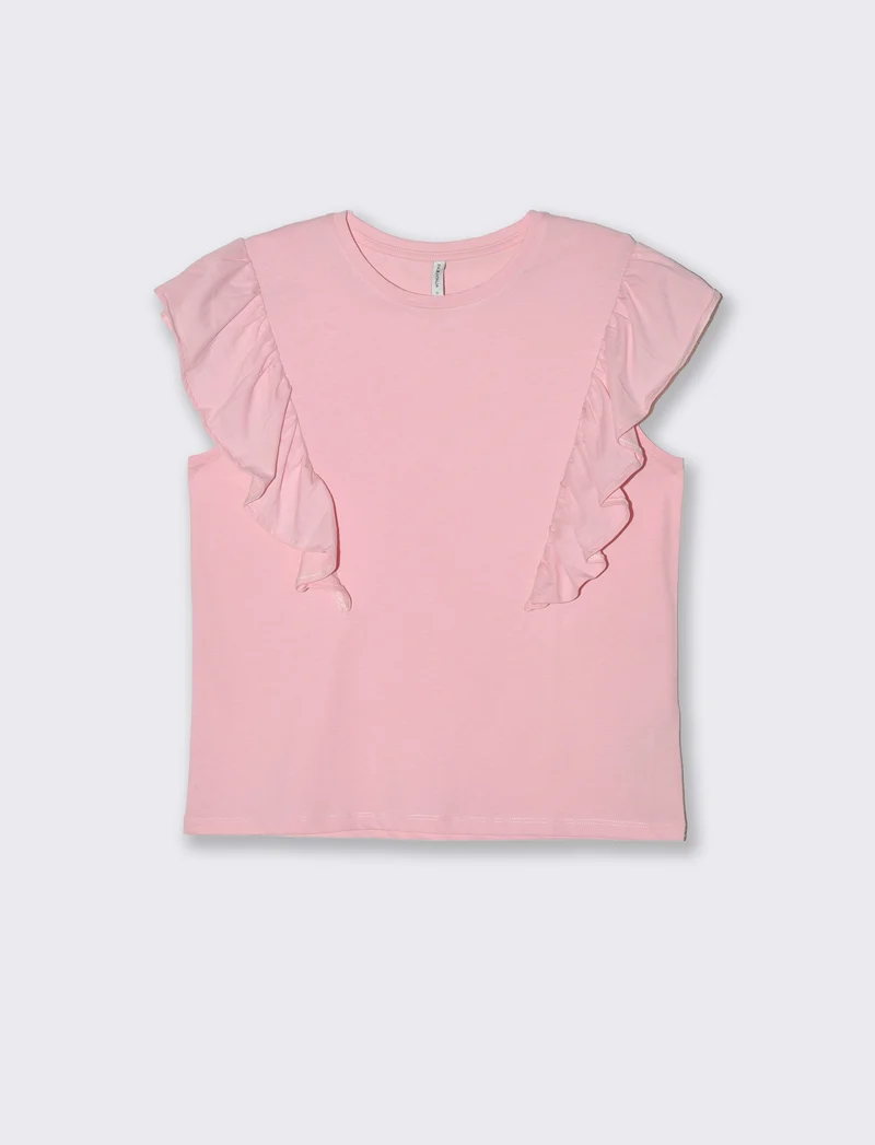 T-shirt con rouches da donna - Rosa plum