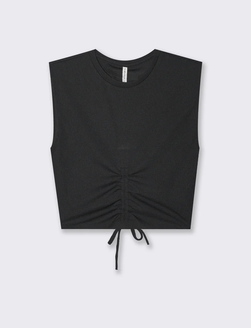 Top con coulisse da donna - Nero