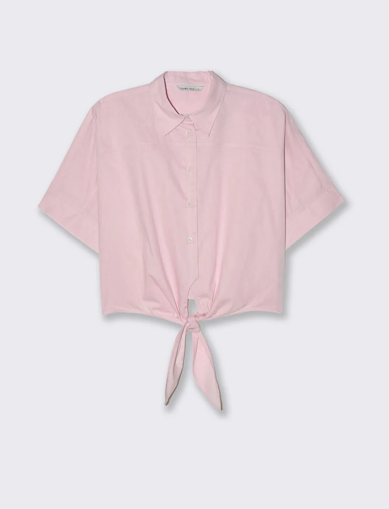 Camicia con nodo da donna - Rosa chiaro