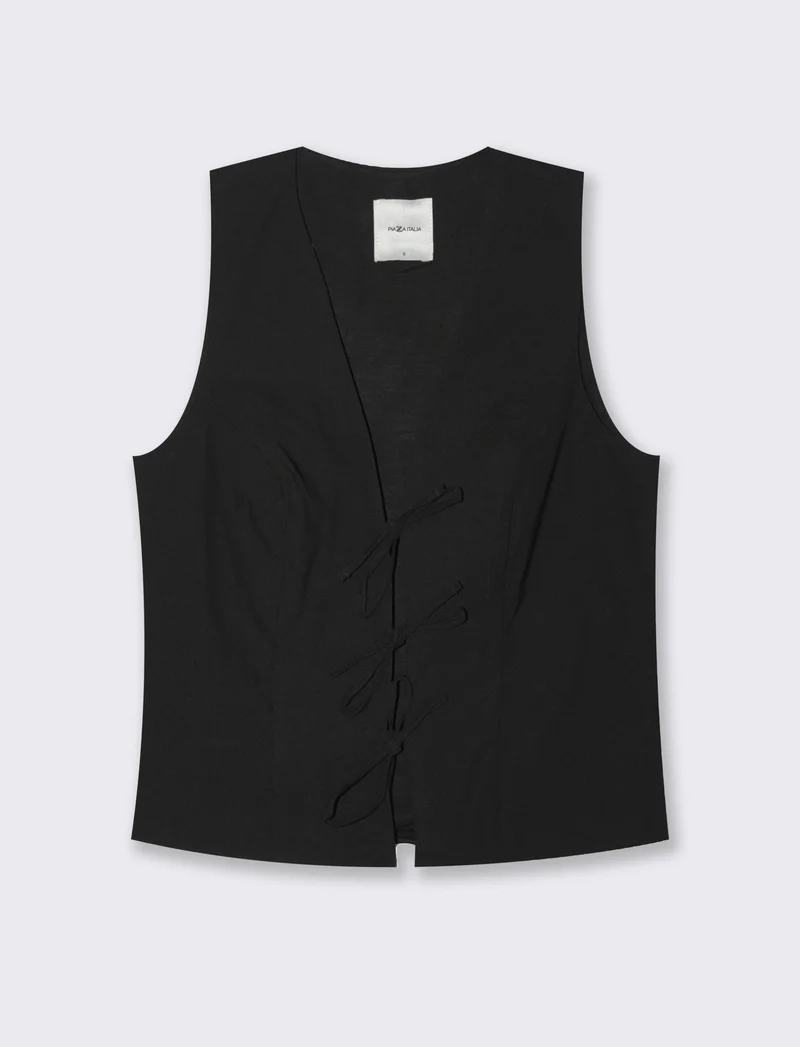 Gilet con laccetti da donna - Nero