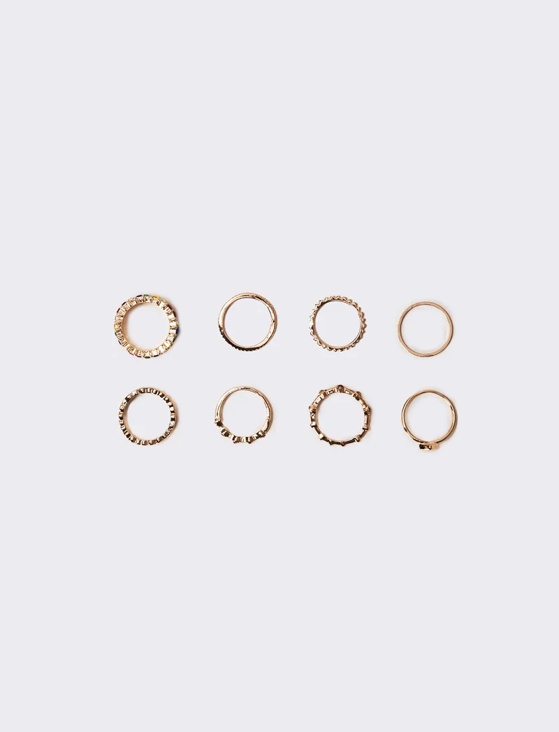 Anelli card 6 pezzi con pietre strass - Rosa