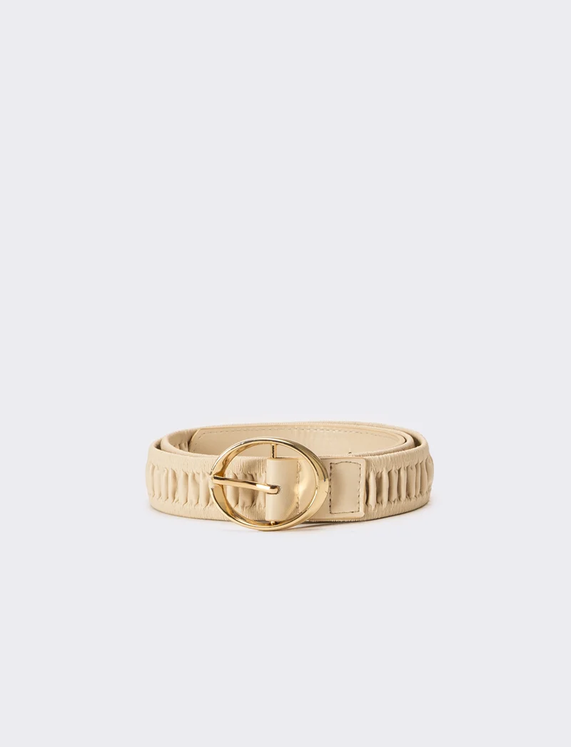 Cintura donna goffrata - Beige