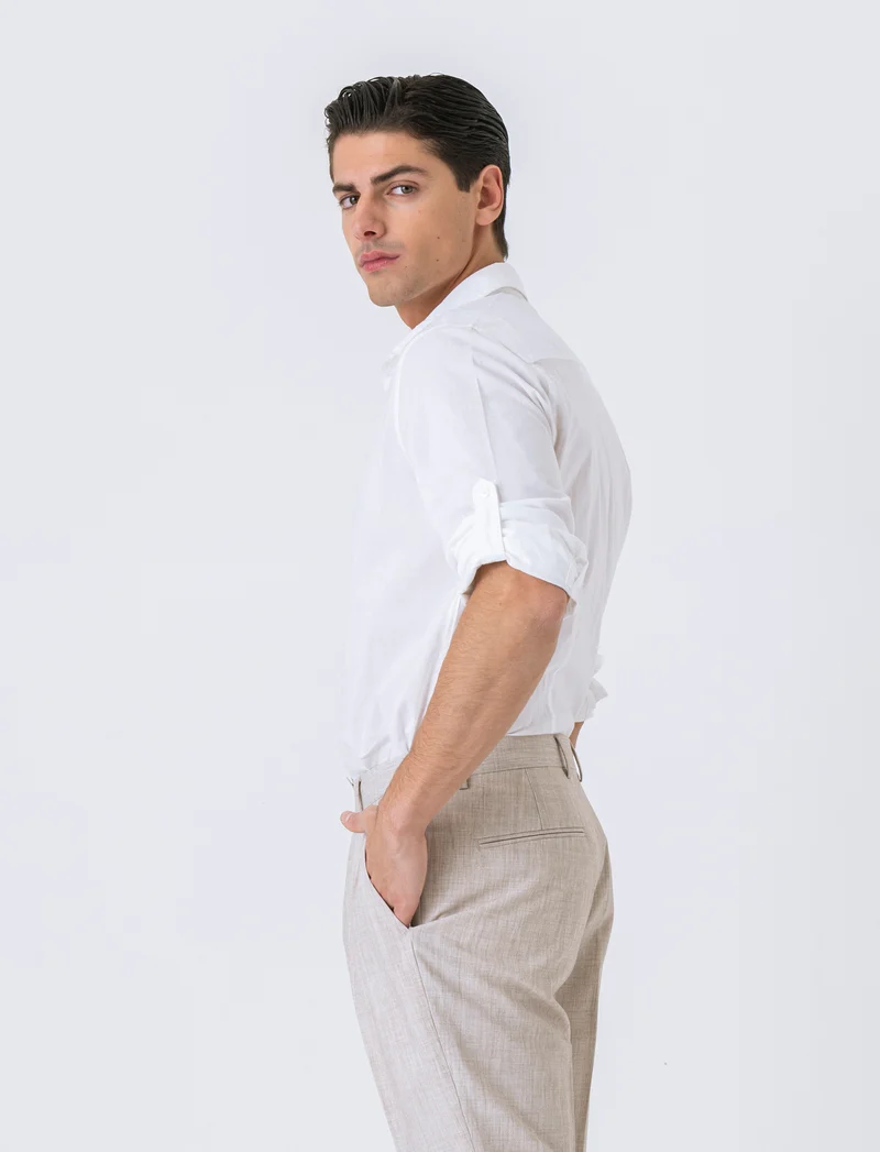 Camicia in voile da uomo - Bianco